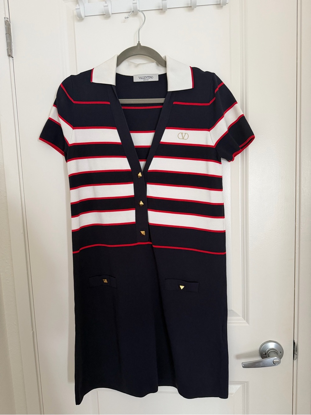 Valentino Striped Knit Polo Dress
